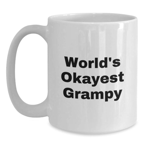 Image of Funny Grampy Gifts for Men - World's Okayest Grampy Ceramic White Coffee Mug, Birthday Unique Gifts from Family - Main