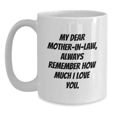 Image of Funny Mom-in-law Quotes Gifts from Men to Mom-in-law on Birthday White Coffee Mugs, Always Remember How Much I Love You, 11oz or 15oz, Ceramic, Microwave and Dishwasher Safe - Main