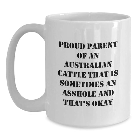 Image of Funny Aussie Cattle Dog Gifts for Men, White Coffee Mug, Christmas Unique Presents from Family - Main