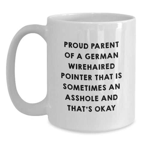 Image of German Wirehaired Pointer Dog Funny Gifts from Mom to Proud Dad, Unique White Coffee Mug for Birthday - Main