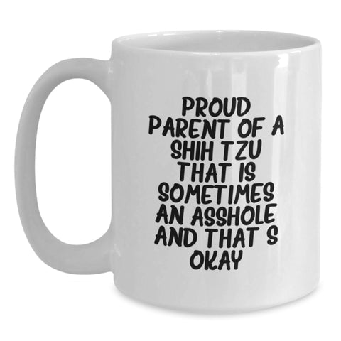 Image of Funny Shih Tzu Dog Gifts for Friends from Proud Parents - White Coffee Mug - Main