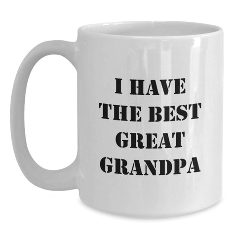 Image of Funny Grandpa Gifts from Men to Grandpa, Unique White Coffee Mug for Birthday, 'I Have The Best Great Grandpa' Quote - Main