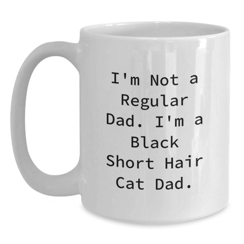 Image of Funny Black Short Hair Cat Dad Gifts from Men to Black Short Hair Cat for Graduation Unique Gifts in White Coffee Mug - Main