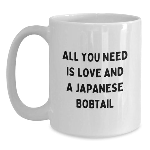 Image of Cute Japanese Bobtail Cat White Coffee Mug Gifts from Men to Family Members with Inspirational Quote - Main