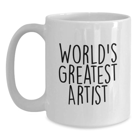 Image of Funny Artist Gifts from Friends for Graduation - White Coffee Mug with 'World's Greatest Artist' Quote - Main