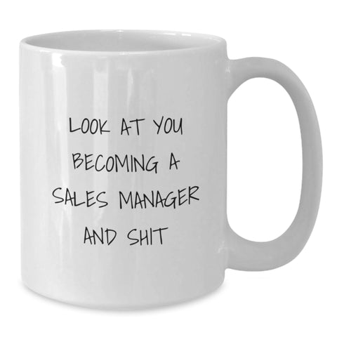 Image of Funny Sales Manager White Coffee Mug Gifts from Friends for Men Becoming Sales Manager This Christmas - Additional