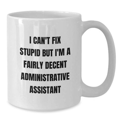Image of Funny Administrative Assistant White Coffee Mug Gifts for Boss Christmas Unique Presents from Coworkers - Additional