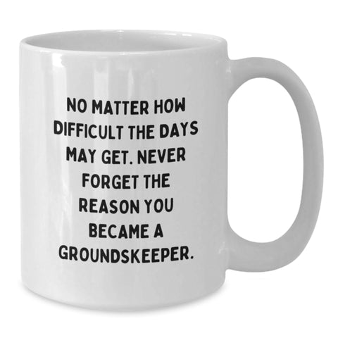 Image of Funny Inspirational groundskeeper Gifts for groundskeeper Men White Coffee Mug - 'Never Forget Why' Quote, Perfect Christmas Unique Gifts from Family - Additional
