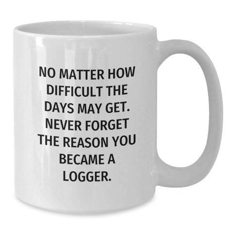 Image of Funny Logger Gifts from Family, Unique White Coffee Mug for Men, Motivational Christmas Unique Gifts from Family to Family - Never Forget The Reason You Became A Logger. - Additional