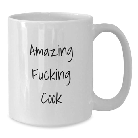 Image of Funny Quotes for Cook Gifts from Men to Men Graduation Unique Ceramics, White Coffee Mug 11oz/15oz, Ideal Gift for Men Cook Enthusiasts, Amazing F--king Cook - Additional