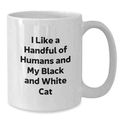 Image of Black and White Cat Lover Gifts for Friends, Funny White Coffee Mug for Graduation Unique Gifts from Family - Additional