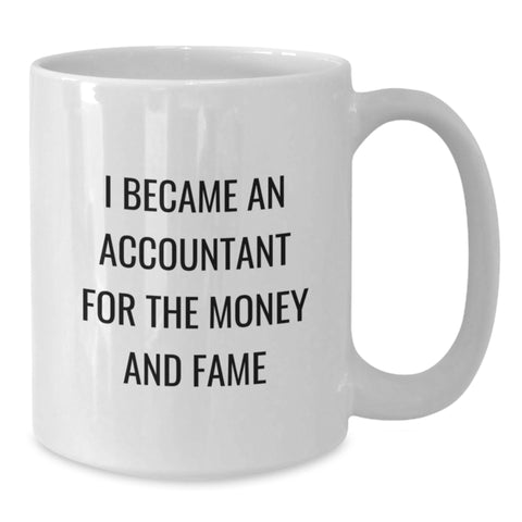 Image of Funny Accountant Gifts for Men, White Coffee Mug, I Became An Accountant For The Money And Fame Quote, Unique Graduation Gifts from Friends - Additional