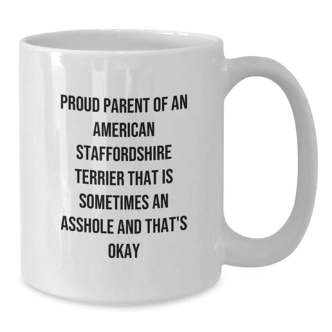 Image of Funny American Staffordshire Terrier Dog Gifts - White Coffee Mug for Proud Parents - Graduation Unique Gifts from Family, Friends, Coworkers - Additional
