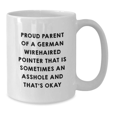 Image of German Wirehaired Pointer Dog Funny Gifts from Mom to Proud Dad, Unique White Coffee Mug for Birthday - Additional