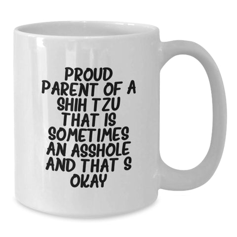 Image of Funny Shih Tzu Dog Gifts for Friends from Proud Parents - White Coffee Mug - Additional