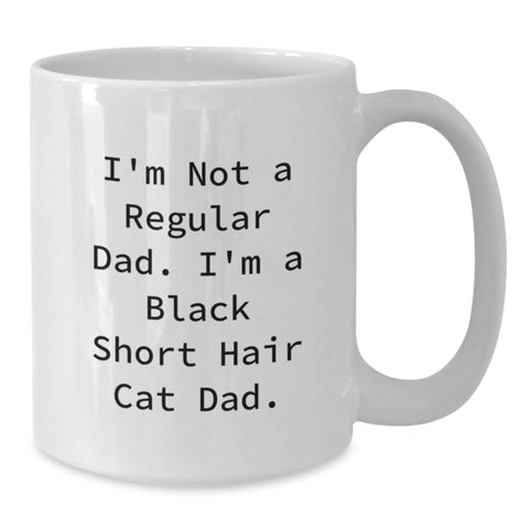 Image of Funny Black Short Hair Cat Dad Gifts from Men to Black Short Hair Cat for Graduation Unique Gifts in White Coffee Mug - Additional