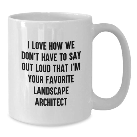 Image of Funny Landscape Architect Gift, White Coffee Mug, I Love How We Don't Have To Say Out Loud That I'm Your Favorite Landscape Architect, Unique Graduation Gifts from Friends to Landscape Architect - Additional