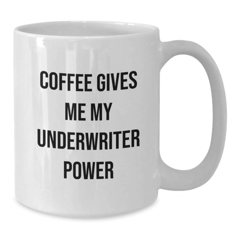 Image of Funny Underwriter Gifts from Friends White Coffee Mugs - 'Coffee Gives Me My Underwriter Power' Unique Christmas Unique Gifts for Underwriters - Additional