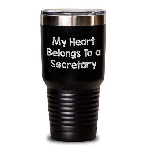 Image of Funny Secretary Quotes Tumbler, 'My Heart Belongs To A Secretary', Unique Gifts for Secretary from Men, Women, Friends, Coworkers, Family, Graduation Unique Gifts for Secretary - Main