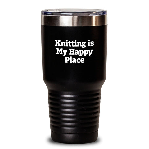 Image of Knitting Gifts from Friends, Gifts for Knitting Men - 'Knitting Is My Happy Place' Tumbler, Graduation Unique Gifts - Main