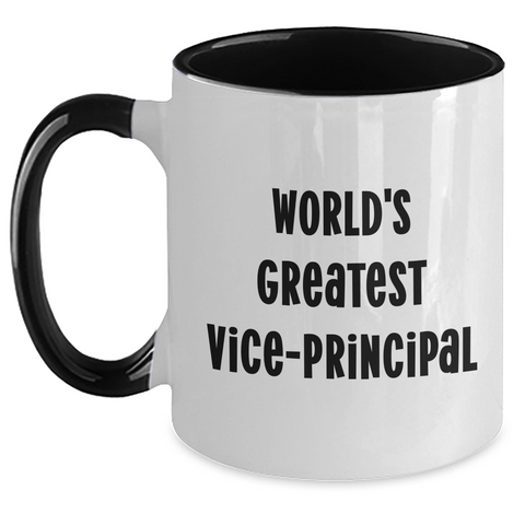 Image of Funny Vice-Principal Gifts from Friends - 'World's Greatest Vice-Principal' Two Tone Coffee Mug for Father's Day - Main