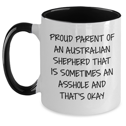 Image of Funny Australian Shepherd Dog Gifts from Proud Parents for Graduation - Two Tone Coffee Mug - Main