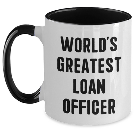 Image of Funny World's Greatest Loan Officer Gifts for Men or Women Graduation Unique Two Tone Coffee Mug, Gifts from Friends or Family - Main