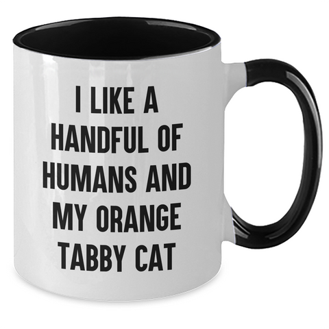 Image of Funny Orange Tabby Cat Gifts from Friends - I Like A Handful Of Humans And My Orange Tabby Cat - Two Tone Coffee Mug for Orange Tabby Cat Lovers and Graduation Unique Gifts - Additional