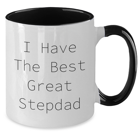 Image of Funny Stepdad Gifts, 'I Have The Best Great Stepdad' Two Tone Coffee Mug for Graduation, Gifts from Men to Stepdad - Additional