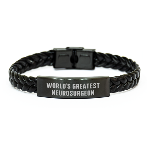 Image of World's Greatest Neurosurgeon Interlaced Leather Bracelte, Funny Inspirational Gift for Men from Family on Father's Day - Image 1