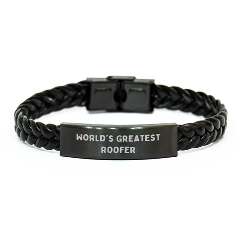 Image of World's Greatest Roofer Funny Quote Interlaced Leather Bracelet Gifts from Dad to Mom's Day Unique Presents - Image 1