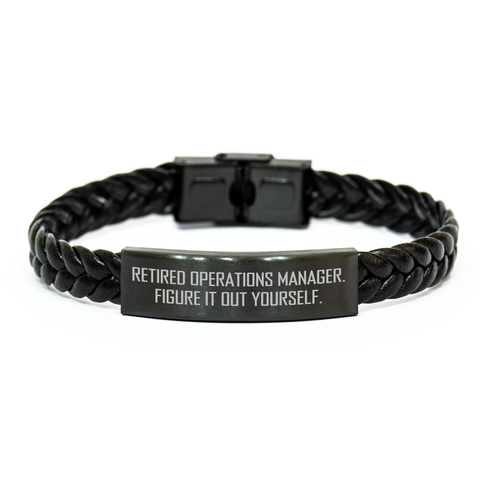 Image of Operations Manager Interlaced Leather Bracelet, 'Figure It Out Yourself' Funny Quote, Gifts from Friends for Father's Day - Image 1