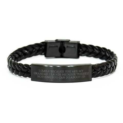 Image of Funny Grandad Interlaced Leather Bracelet, Gifts from Men to Grandad, Mother's Day Unique Gifts, I Smile Because You Are My Grandad, I Laugh Because There's Nothing You Can Do About It! - Image 1