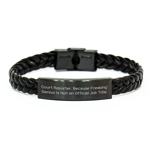 Image of Court Reporter Gifts, Funny Quote Interlaced Leather Bracelet, Gifts from Men to Court Reporter, Unique Mother's Day Unique Gifts for Her - Image 1
