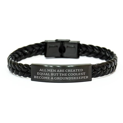Image of Funny groundskeeper Quotes Gifts for Men from Friends, Unique Interlaced Leather Bracelet for Mother's Day - Image 1