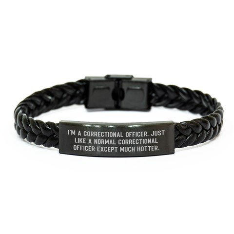Image of Correctional Officer Gifts, Funny Quote Interlaced Leather Bracelet, Gifts from Family for Correctional Officer Mom, Mother's Day Unique Gifts - Image 1