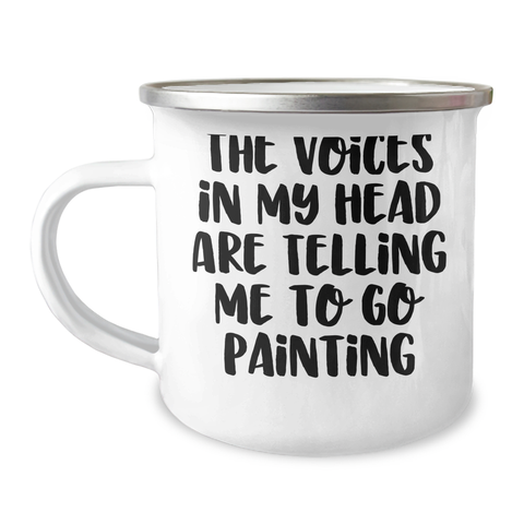 Image of Funny Painting Gifts for Men from Voices in His Head Camping Mug, Unique Father's Day Unique Gifts for Painting Enthusiasts - Image 1