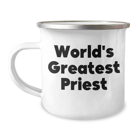 Image of World's Greatest Priest Funny Camping Mug Gifts from Family for Father's Day - Image 1