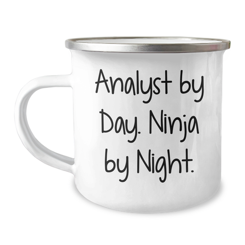 Image of Analyst Gifts from Friends, Coworkers, or Family - Funny Camping Mug for Him, Father's Day Unique Gifts, 'Analyst By Day. Ninja By Night.' Quote - Image 1