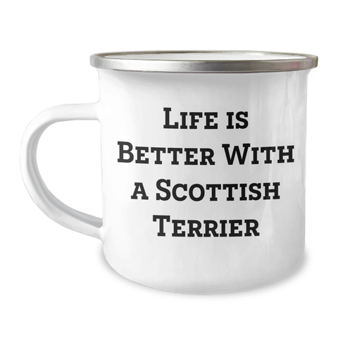 Image of Life Is Better with a Scottish Terrier Dog Camping Mug | Funny Scottish Terrier Dog Gifts for Father's Day | Gifts from Dog Lovers to Scottish Terrier Dad - Image 1