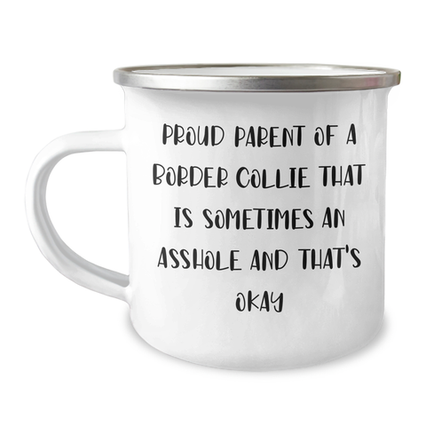 Image of Funny Border Collie Dog Gifts for Men from Proud Parents - Unique Camping Mug for Graduation - Image 1