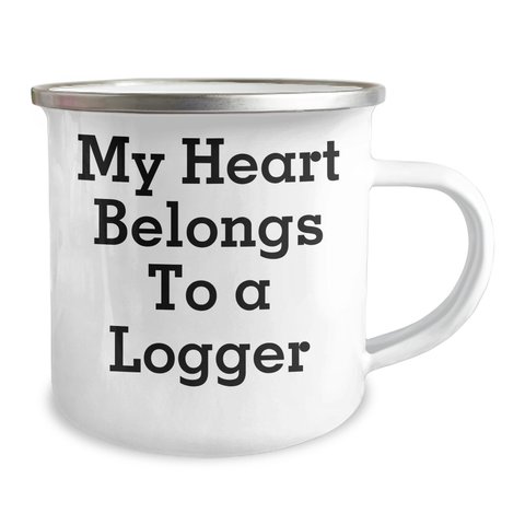 Image of Funny Logger Gifts for Him - My Heart Belongs To A Logger, Camping Mug for Father's Day from Family, Friends or Coworkers - Image 2