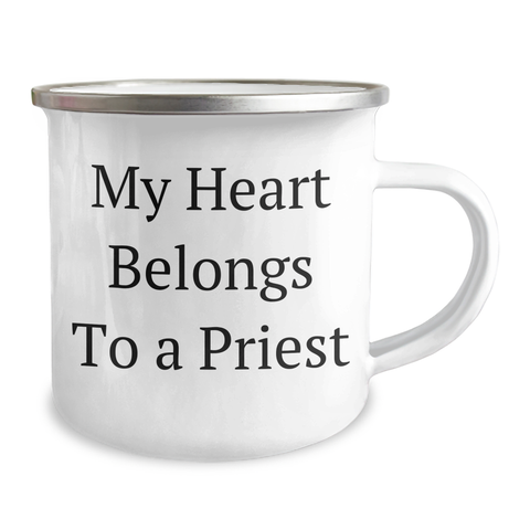 Image of Funny Priest Gifts from Friends - 'My Heart Belongs To A Priest' Camping Mug for Him on Father's Day, Unique Gifts for Priests - Image 2