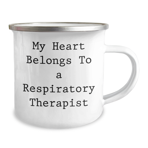 Image of Funny Respiratory Therapist Gifts from Men - My Heart Belongs To A Respiratory Therapist Quote on a Camping Mug for Fathers Day - Image 2