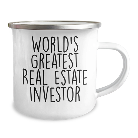Image of Funny Real Estate Investor Gifts for Dad - World's Greatest Quote on Camping Mug, 12 oz, Stainless Steel with Enamel Finish, Gifts from Men to Real Estate Investor Friends and Family - Image 2