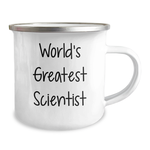 Image of Funny Scientist Gifts for Mother's Day - 'World's Greatest Scientist' Camping Mug, 12 oz Stainless Steel with Enamel Finish, Unique Gift for Scientist Friends and Family - Image 2