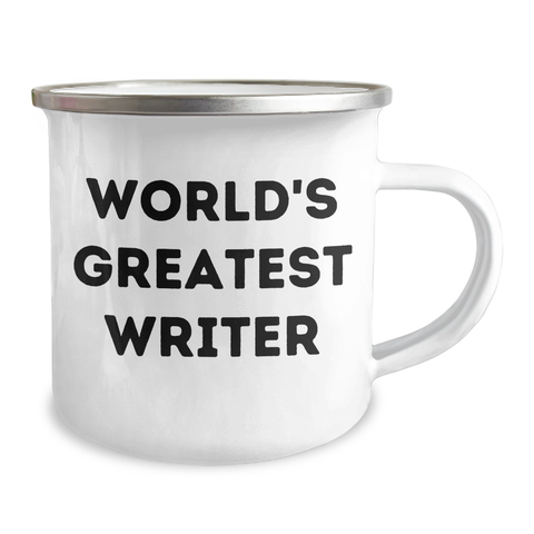 Image of Writer Gifts from Friends on Mother's Day, World's Greatest Writer Funny Quote, 12 oz Stainless Steel Camping Mug - Image 2