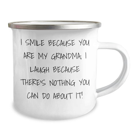 Image of Funny Grandma Camping Mug Gifts from Men to Grandma, I Smile Because You Are My Grandma, Perfect for Father's Day - Image 2