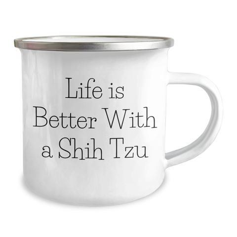 Image of Life Is Better With A Shih Tzu Dog Funny Camping Mug Gifts for Shih Tzu Lover Dads on Father's Day, Ideal Gifts from Family & Friends to Shih Tzu Dog Parents - Image 2