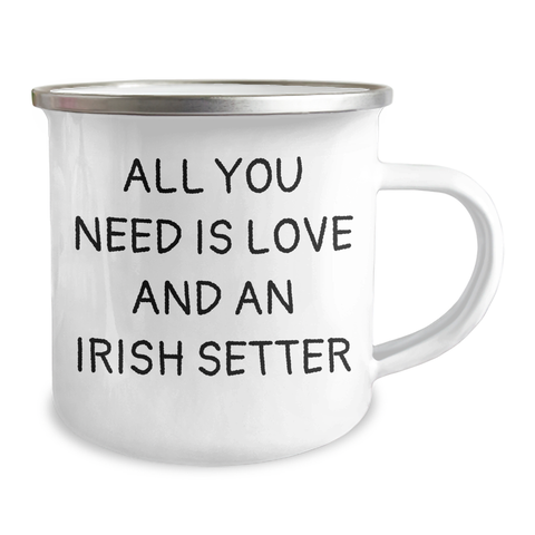Image of Irish Setter Dog Lovers Gifts from Family - Camping Mug for Graduation Celebration with Quote 'All You Need Is Love And An Irish Setter' - Image 2